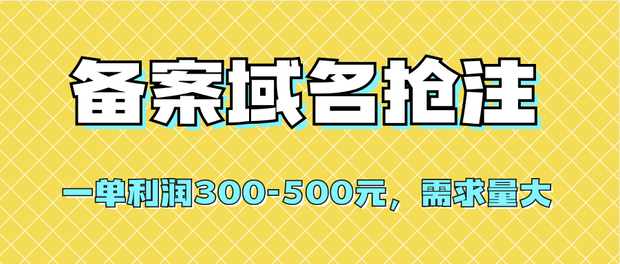 【全网首发】备案域名抢注，一单利润300-500元，需求量大 - 趣酷猫