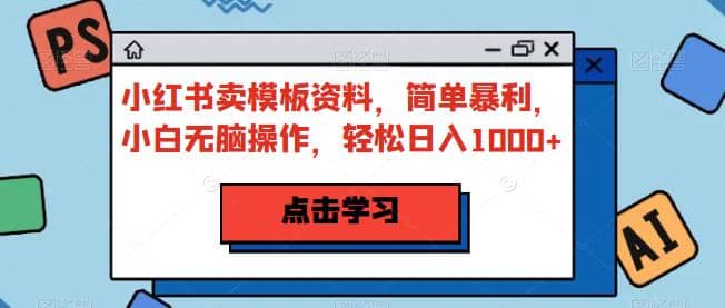 小红书卖模板资料，简单暴利，小白无脑操作，轻松日入1000+【揭秘】 - 趣酷猫