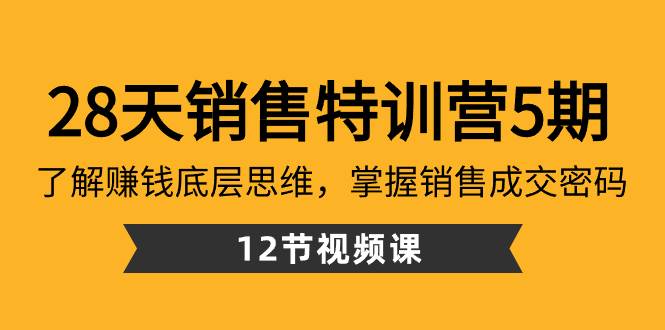 28天·销售特训营5期：了解赚钱底层思维，掌握销售成交密码（12节课） - 趣酷猫