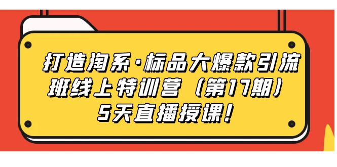 打造淘系·标品大爆款引流班线上特训营5天直播授课！ - 趣酷猫