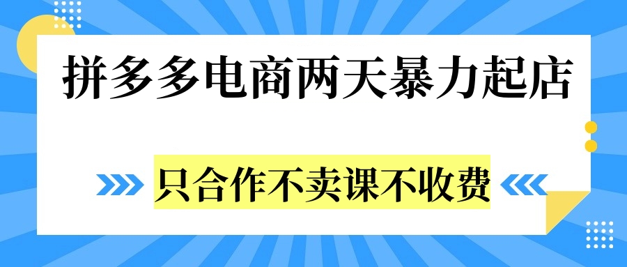 拼多多两天暴力起店，只合作不卖课不收费-百盟网