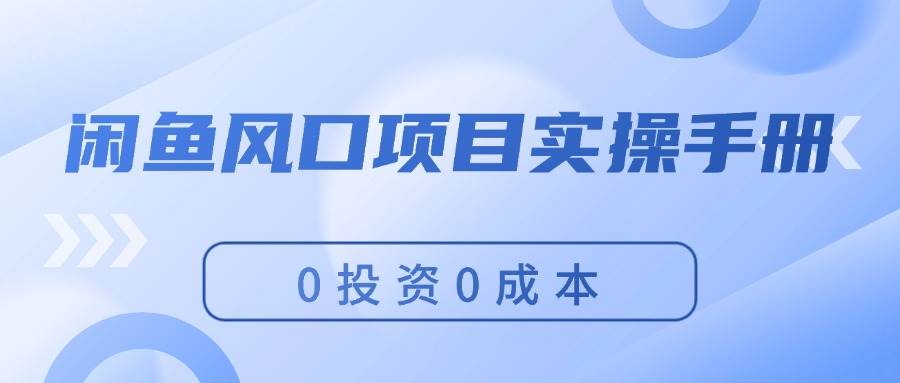 闲鱼风口项目实操手册，0投资0成本，让你做到，月入过万，新手可做 - 趣酷猫