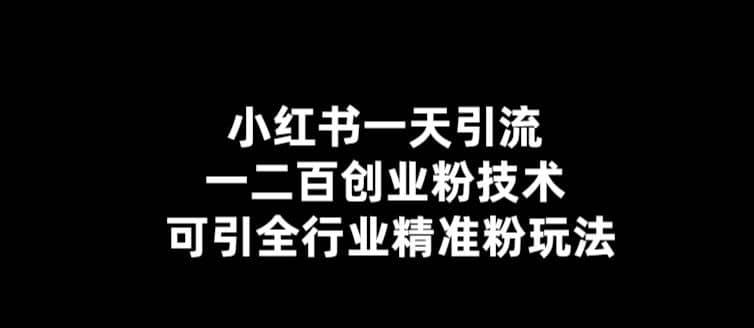 【引流必备】小红书一天引流一二百创业粉技术，可引全行业精准粉玩法 - 趣酷猫