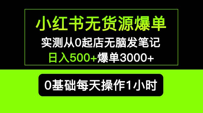 小红书无货源爆单 实测从0起店无脑发笔记爆单3000+长期项目可多店 - 趣酷猫