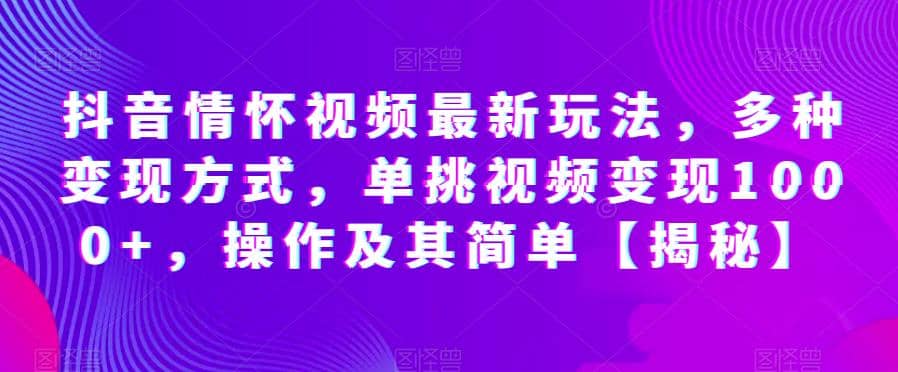 抖音情怀视频最新玩法，多种变现方式，单挑视频变现1000+，操作及其简单【揭秘】 - 趣酷猫