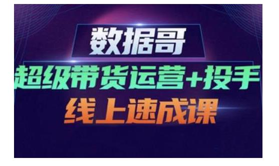 数据哥·超级带货运营+投手线上速成课，快速提升运营和熟悉学会投手技巧-百盟网