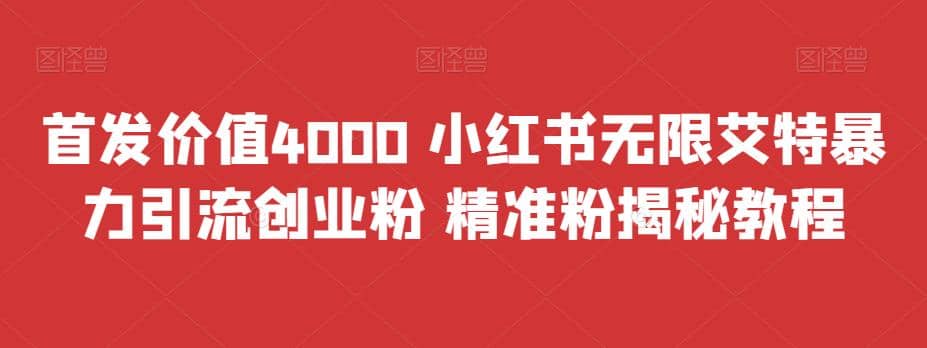 首发价值4000 小红书无限艾特暴力引流创业粉 精准粉揭秘教程 - 趣酷猫