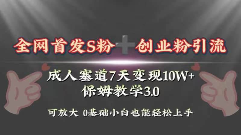 全网首发s粉加创业粉引流变现，成人用品赛道7天变现10w+保姆教学3.0 - 趣酷猫