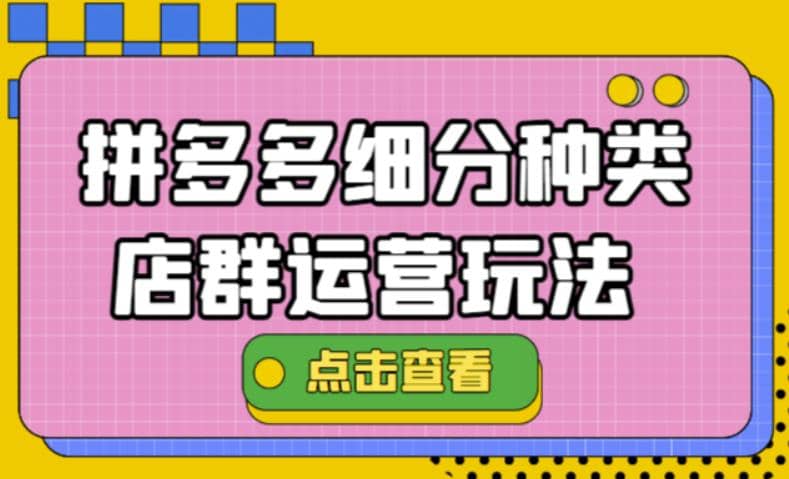 拼多多细分种类店群运营玩法3.0，11月最新玩法，小白也可以操作 - 趣酷猫