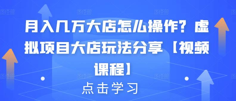 月入几万大店怎么操作？虚拟项目大店玩法分享【视频课程】-百盟网