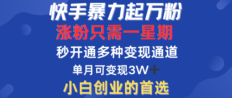 快手暴力起万粉，涨粉只需一星期！多种变现模式-百盟网