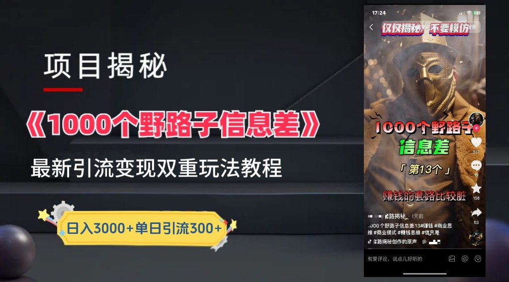 一千个野路子信息差24年最新玩法教程附带变现方法和引流的玩法具体拆解 - 趣酷猫
