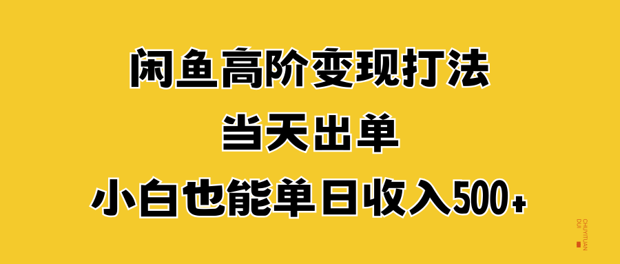 闲鱼高阶变现打法，当天出单，小白也能单日收入500+ - 趣酷猫