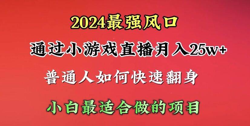 2024年最强风口，通过小游戏直播月入25w+单日收益5000+小白最适合做的项目 - 趣酷猫