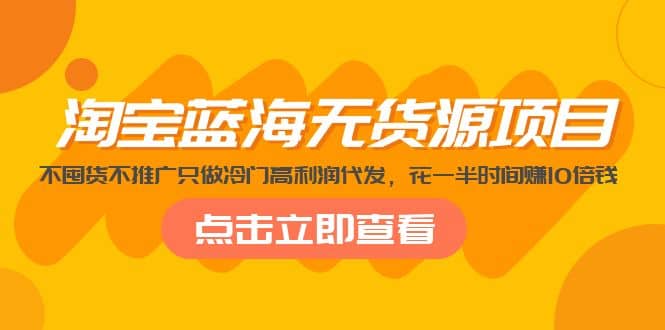 淘宝蓝海无货源项目，不囤货不推广只做冷门高利润代发 - 趣酷猫