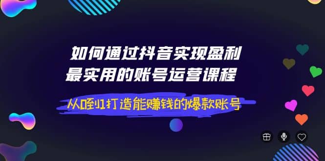 如何通过抖音实现盈利，最实用的账号运营课程 从0到1打造能赚钱的爆款账号 - 趣酷猫