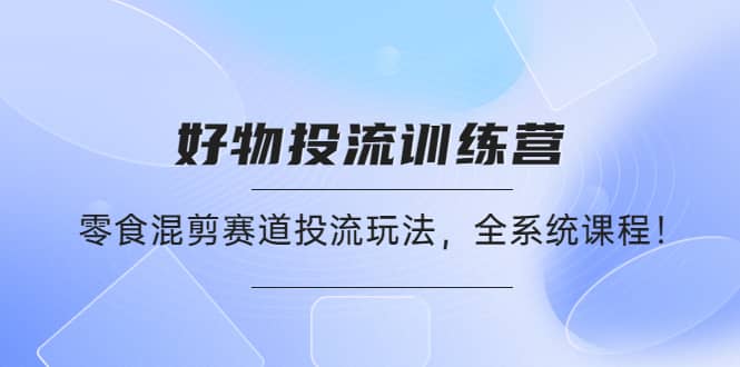 好物推广投流训练营：零食混剪赛道投流玩法，全系统课程 - 趣酷猫