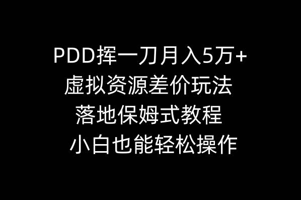 PDD挥一刀月入5万+，虚拟资源差价玩法，落地保姆式教程，小白也能轻松操作 - 趣酷猫