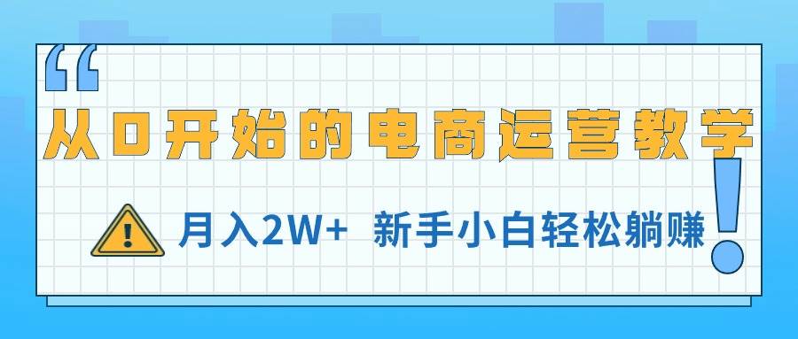 从0开始的电商运营教学，月入2W+，新手小白轻松躺赚 - 趣酷猫