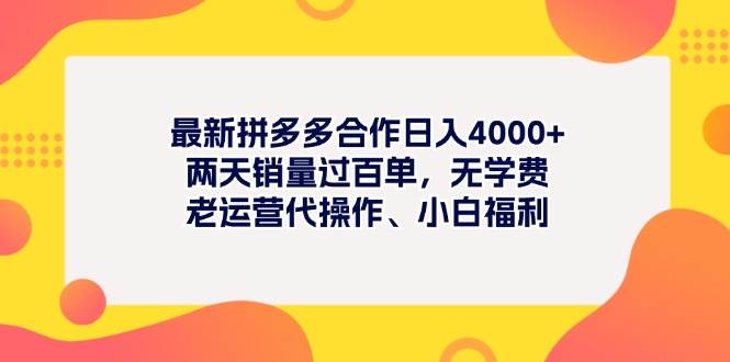 最新拼多多项目日入4000+两天销量过百单，无学费、老运营代操作、小白福利 - 趣酷猫