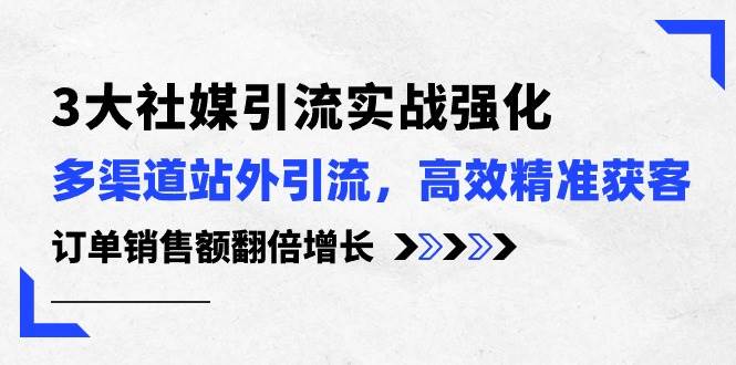 3大社媒引流实操强化，多渠道站外引流/高效精准获客/订单销售额翻倍增长 - 趣酷猫