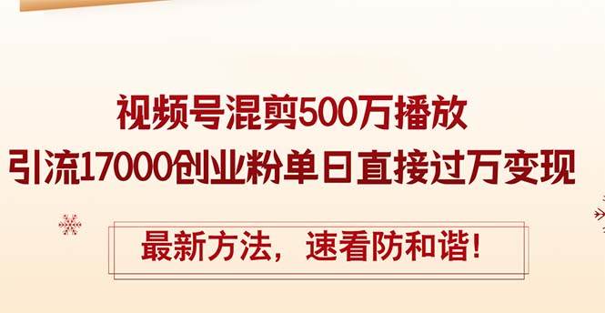 精华帖视频号混剪500万播放引流17000创业粉，单日直接过万变现，最新方… - 趣酷猫