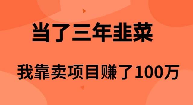 当了3年韭菜，我靠卖项目赚了100万 - 趣酷猫