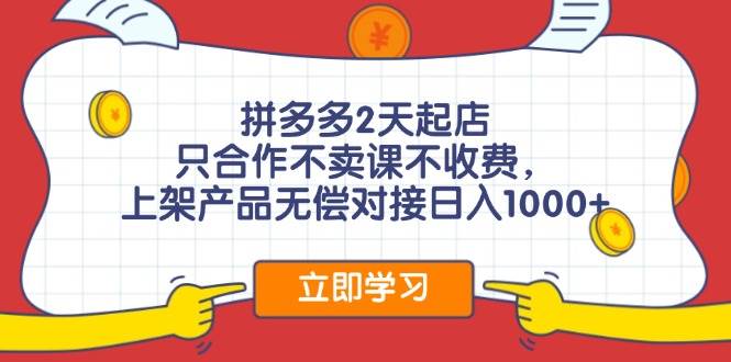 拼多多0成本开店，只合作不卖课不收费，0成本尝试，日赚千元+ - 趣酷猫