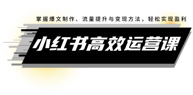 小红书高效运营课：掌握爆文制作、流量提升与变现方法，轻松实现盈利 - 趣酷猫