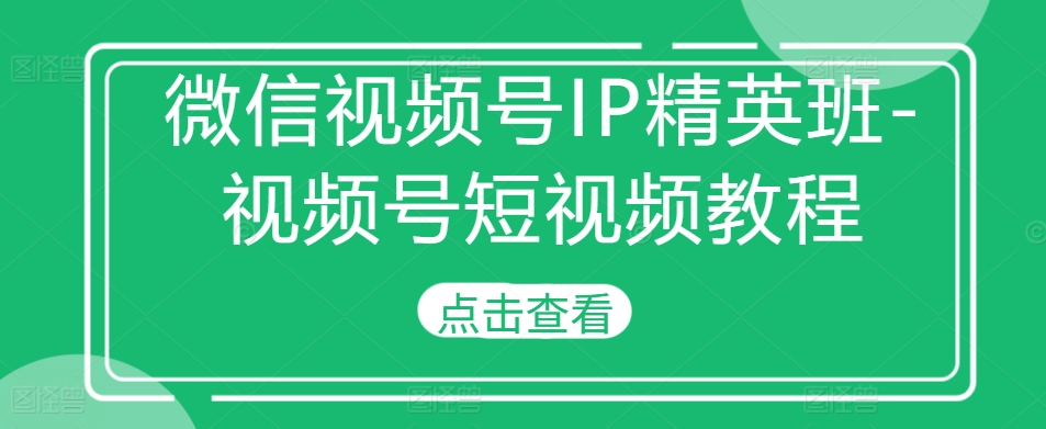 微信视频号IP精英班-视频号短视频教程-百盟网