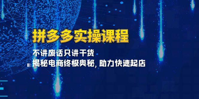 拼多多实操课程：不讲废话只讲干货, 揭秘电商终极奥秘,助力快速起店-百盟网