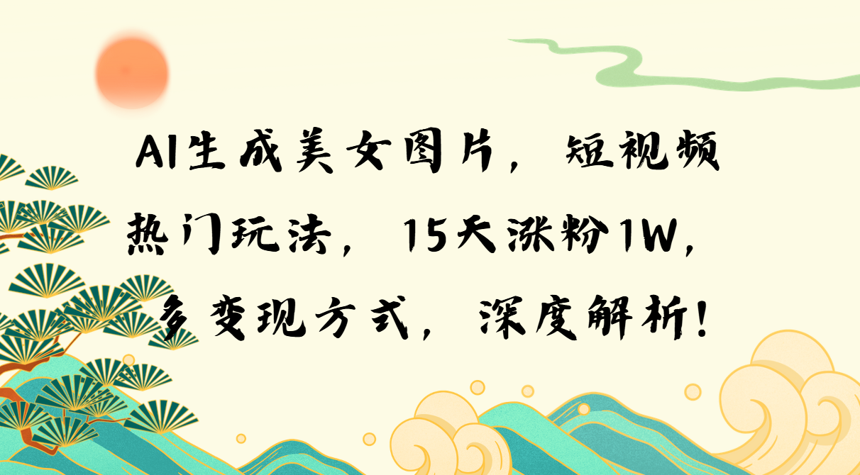 AI生成美女图片，短视频热门玩法，15天涨粉1W，多变现方式，深度解析!-百盟网