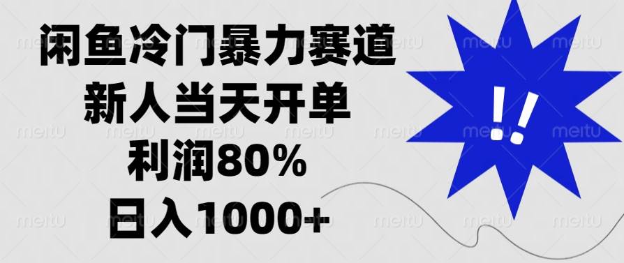 闲鱼冷门暴力赛道，新人当天开单，利润80%，日入1000+-百盟网