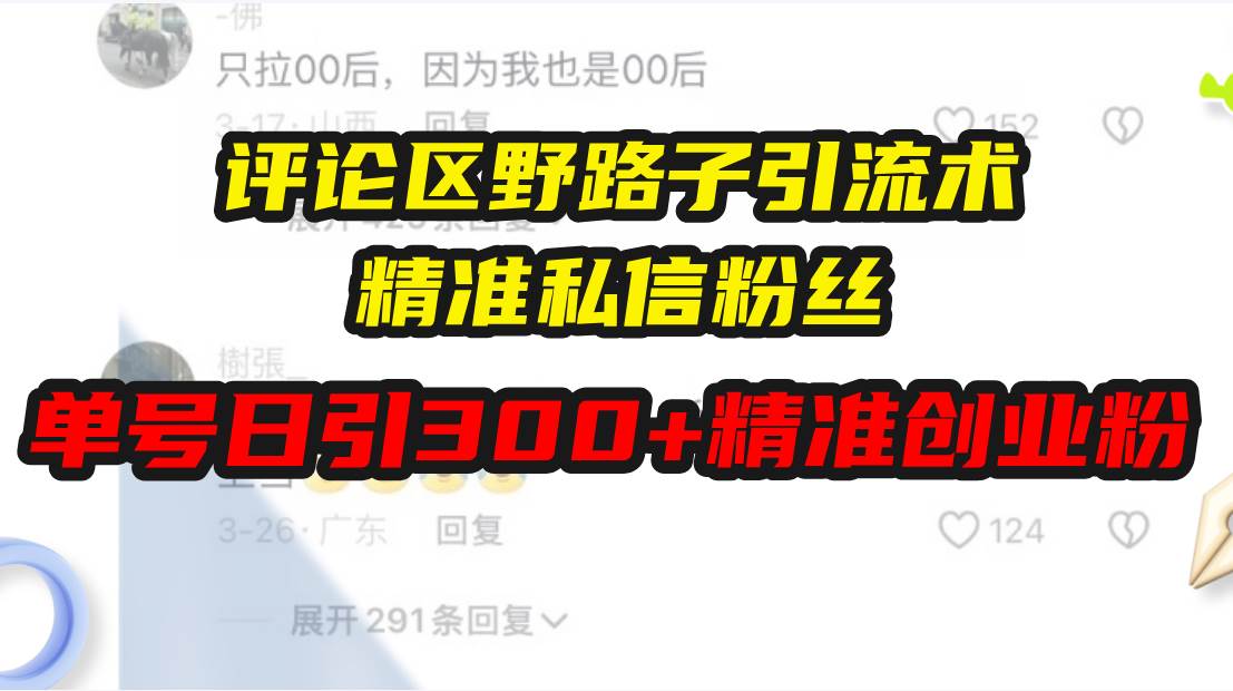 评论区野路子引流术，精准私信粉丝，单号日引流300+精准创业粉-百盟网