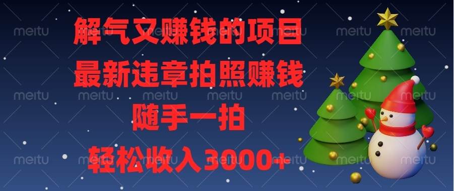 解气又赚钱的项目，最新违章拍照赚钱，随手一拍，轻松收入3000+-百盟网