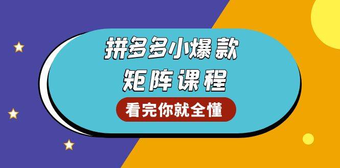 拼多多爆款矩阵课程：教你测出店铺爆款，优化销量，提升GMV，打造爆款群-百盟网