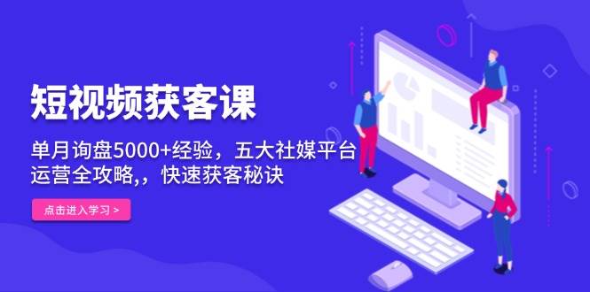 短视频获客课，单月询盘5000+经验，五大社媒平台运营全攻略,，快速获客…-百盟网