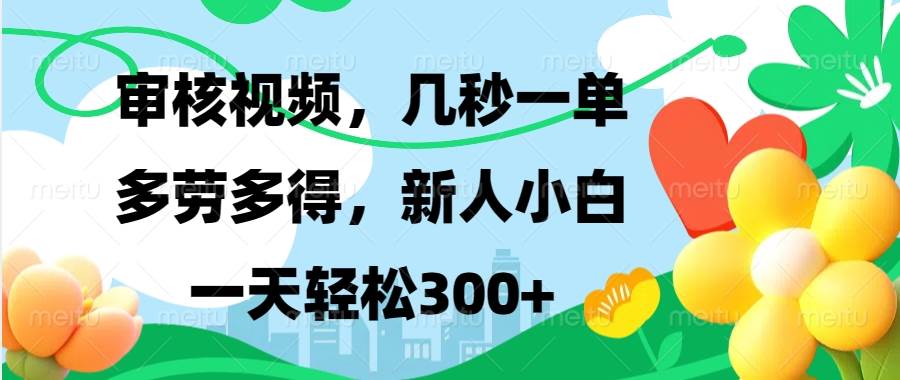 视频审核，新手可做，多劳多得，新人小白一天轻松300+-百盟网