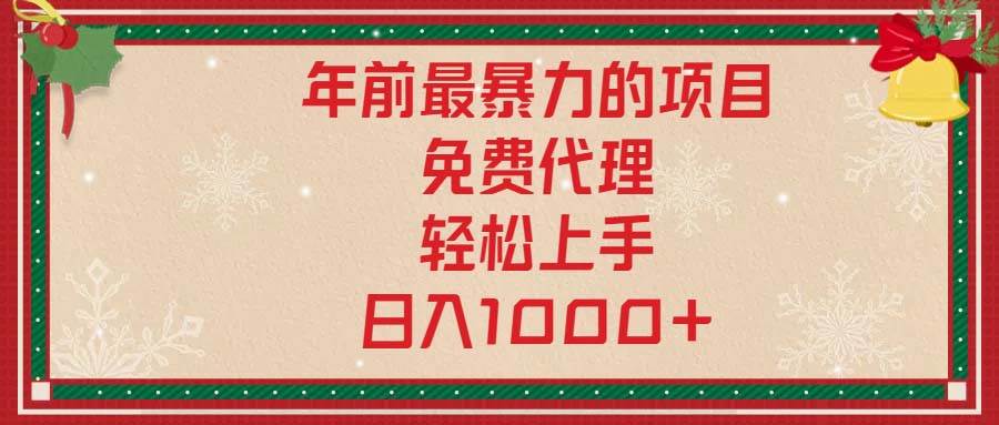 年前最暴力的项目，免费代理，轻松上手，日入1000+-百盟网