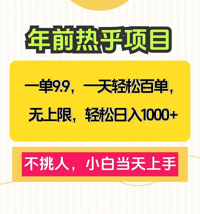 一单9.9，一天百单无上限，不挑人，小白当天上手，轻松日入1000+-百盟网